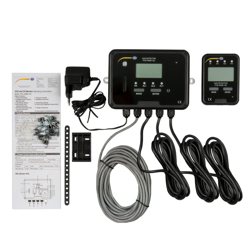 Medidor de CO2 PCE-WMM 100-ICA, incluyendo certificado de calibración ISO