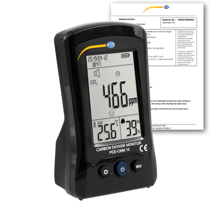 Medidor de CO2/dióxido de carbono PCE-CMM 10-ICA incl. certificado ISO