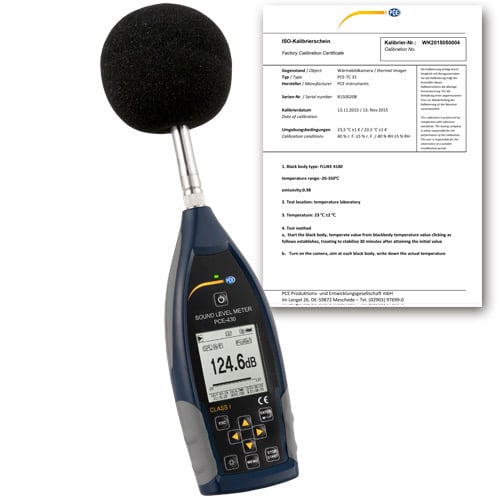 Medidor de nível sonoro PCE-430-ICA incluindo certificado de calibração ISO