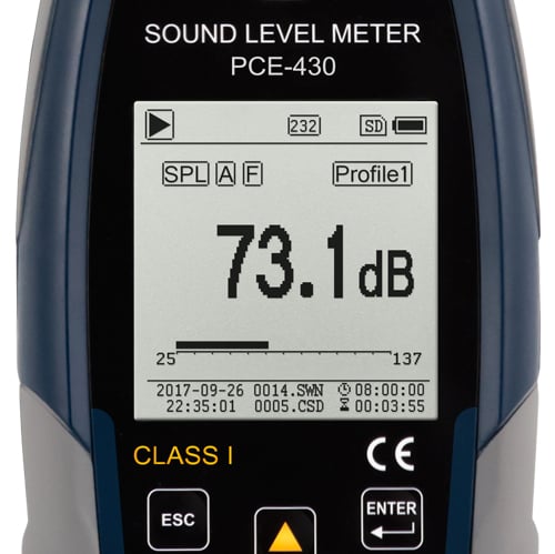 Medidor de nível sonoro PCE-430-ICA incluindo certificado de calibração ISO
