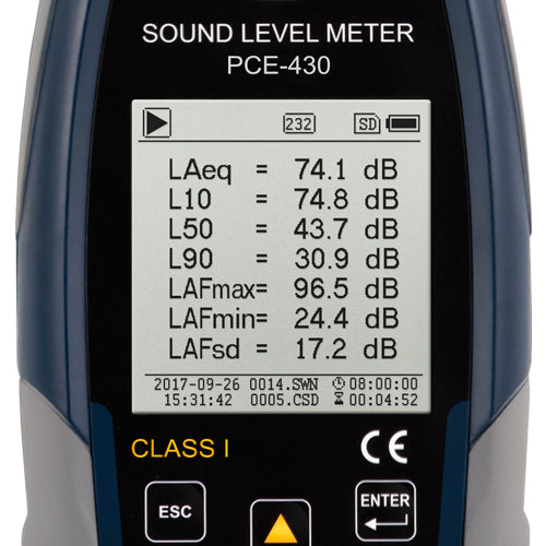 Medidor de nível sonoro PCE-430-ICA incluindo certificado de calibração ISO