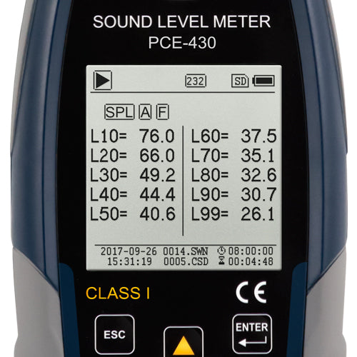 Medidor de nível sonoro PCE-430-ICA incluindo certificado de calibração ISO
