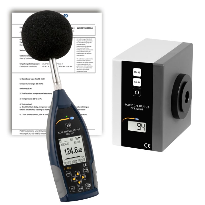 Medidor de nível sonoro PCE-430-SC 09-ICA incluindo certificado de calibração ISO