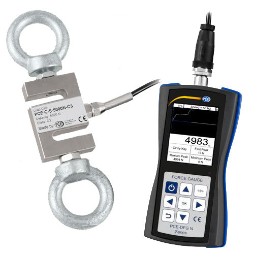 Dinamómetro PCE-MTS500-DFG N 5K-KIT incl. máquina de teste