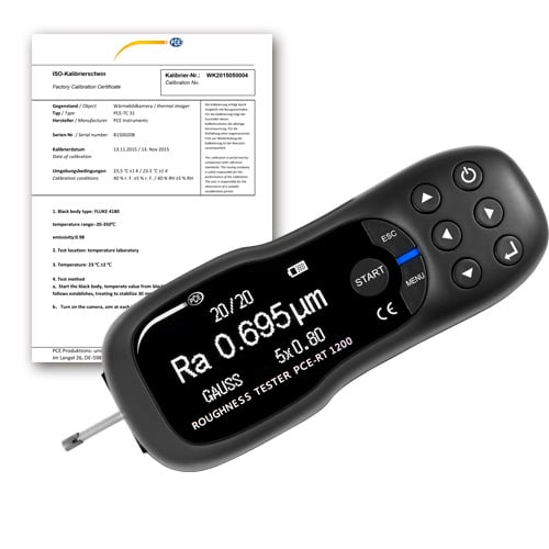 Testador de rugosidade PCE-RT 1200BT-ICA incluindo certificado de calibração ISO