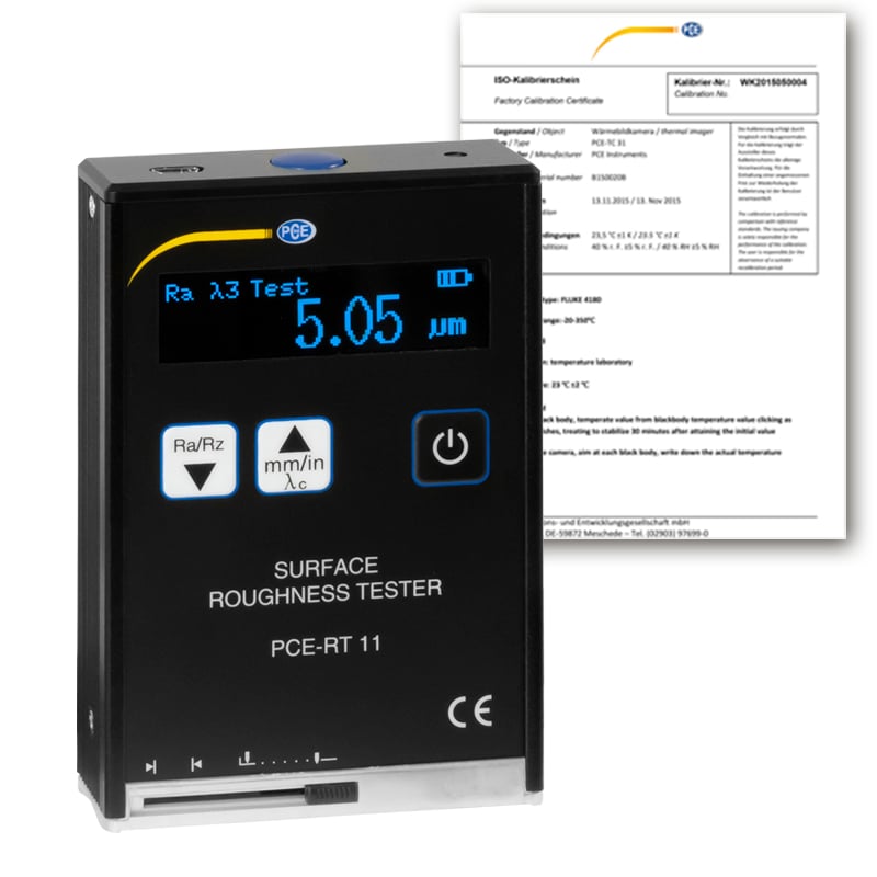 Rugosímetro PCE-RT 11-ICA incluye certificado de calibración ISO