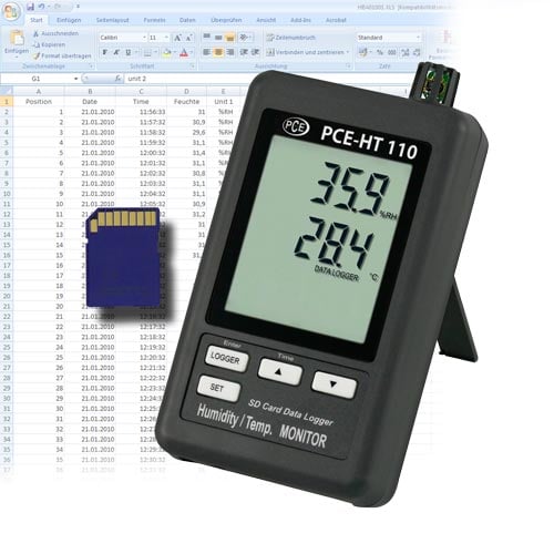 Termohigrómetro PCE-HT110-ICA incl. certificado de calibración ISO