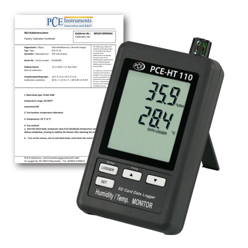 Termo-higrómetro PCE-HT110-ICA incl. certificado de calibração ISO