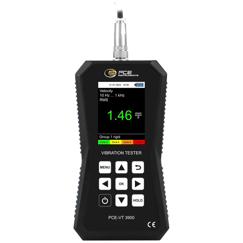 Medidor de vibração PCE-VT 3900-ICA, incluindo certificado de calibração ISO