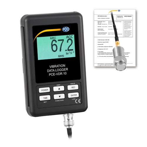 Medidor de vibração PCE-VDR 10-ICA, incluindo certificado de calibração ISO