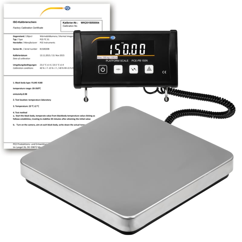 Balança de estoque PCE-PB 150N-ICA, incluindo certificado de calibração ISO