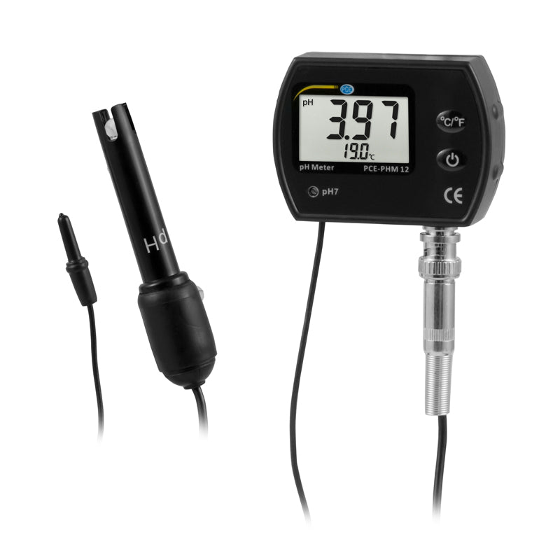 Medidor de pH PCE-PHM 12-ICA incluyendo certificado de calibración ISO