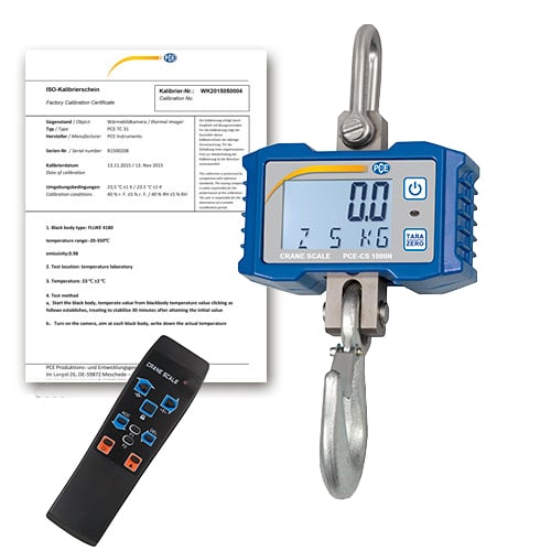 Balanza colgante PCE-CS 1000N-ICA incluyendo certificado de calibración ISO