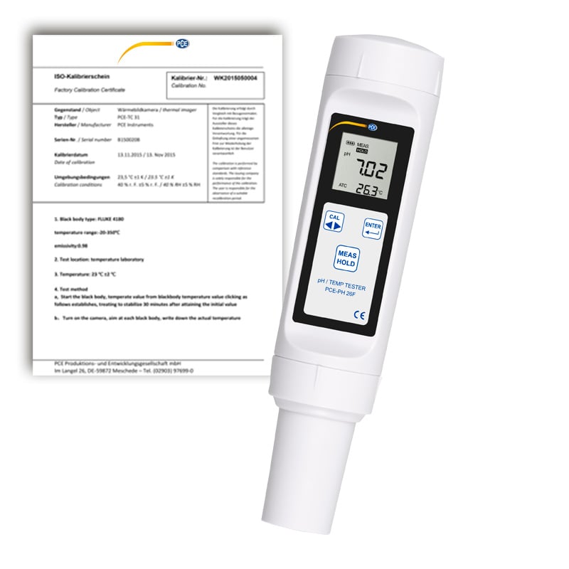 Medidor de pH PCE-PH 28L-ICA incluindo certificado de calibração ISO