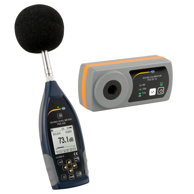 Sonómetro PCE-428 - Kit con calibrador acústico incl. certificado ISO