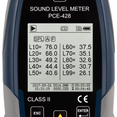 Sonómetro PCE-428 - Kit con calibrador acústico incl. certificado ISO