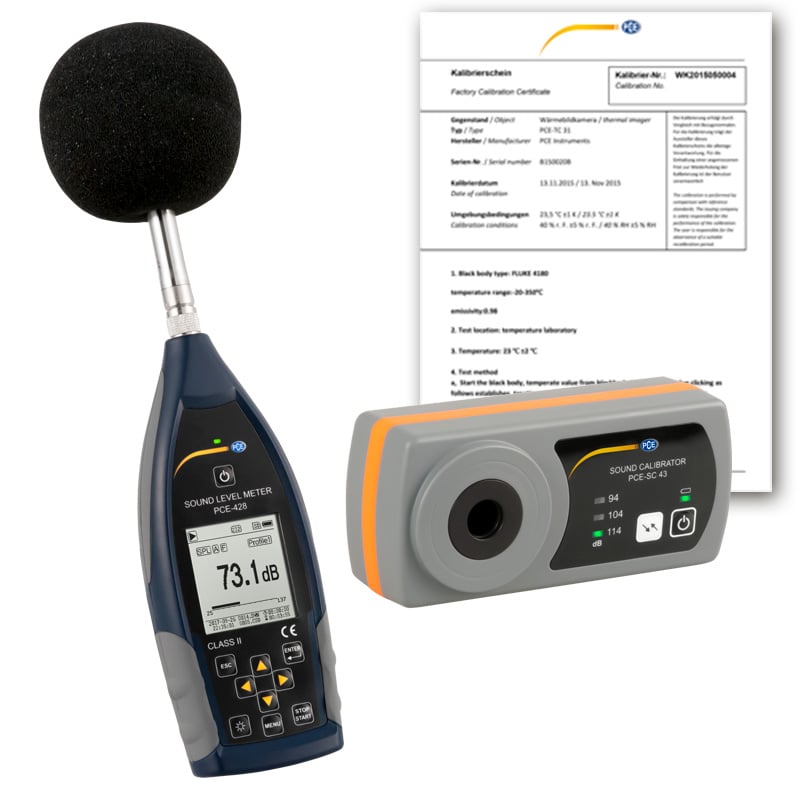 Sonómetro PCE-428 - Kit con calibrador acústico incl. certificado ISO