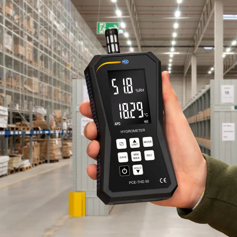 Termohigrómetro PCE-THD 50-ICA con certificado de calibración ISO