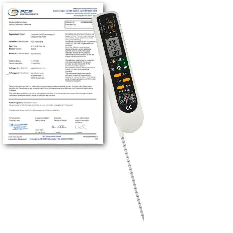 Termómetro de alimentos PCE-IR 100-ICA, incluindo certificado de calibração ISO