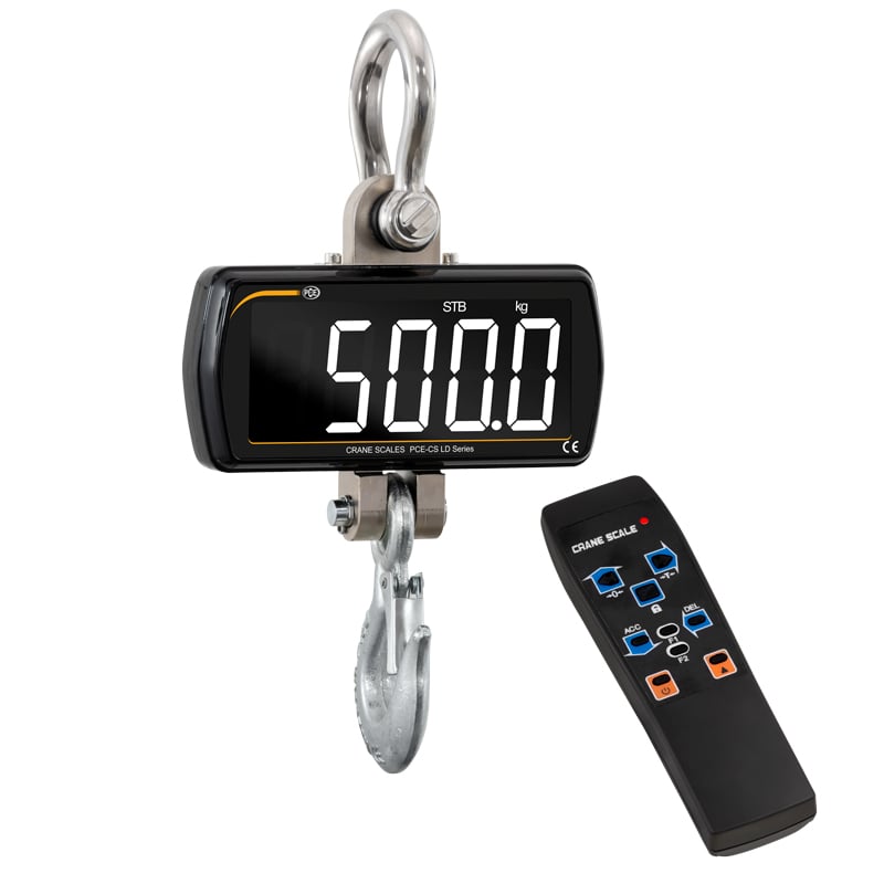 Balanza colgante PCE-CS 500LD-ICA con certificado de calibración ISO
