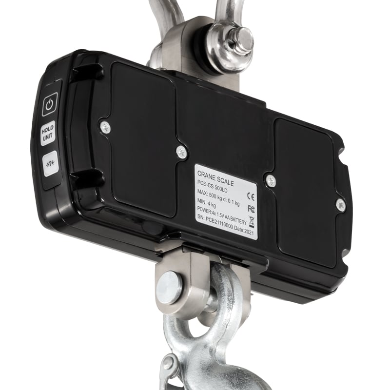 Balanza colgante PCE-CS 500LD-ICA con certificado de calibración ISO