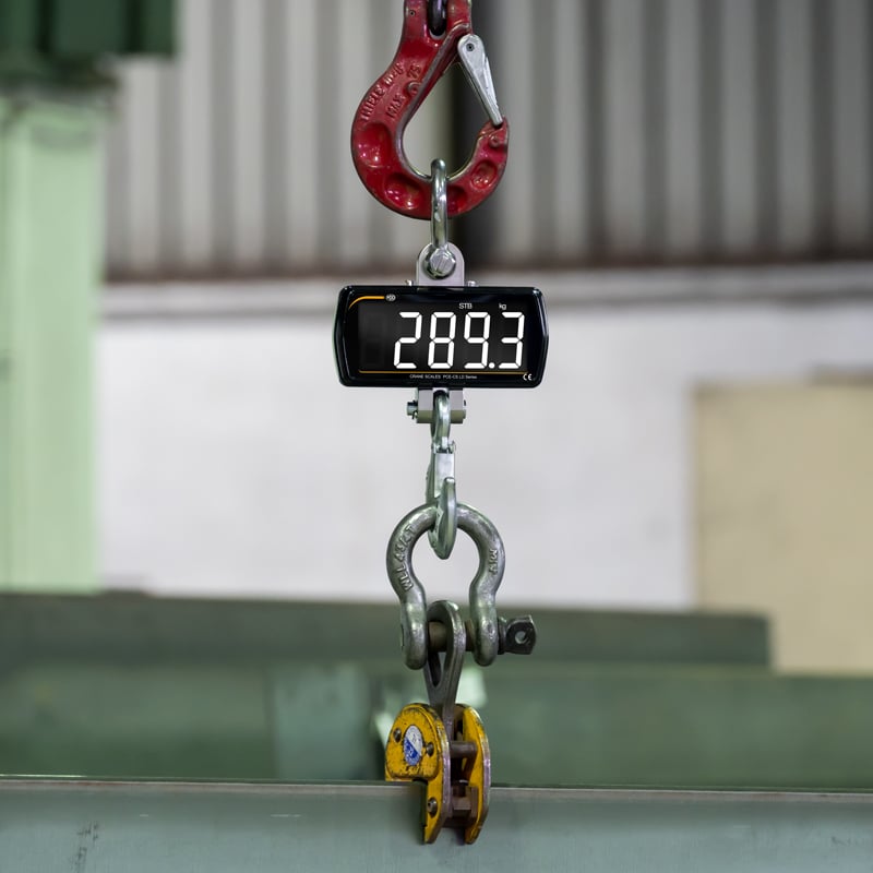 Balanza colgante PCE-CS 500LD-ICA con certificado de calibración ISO