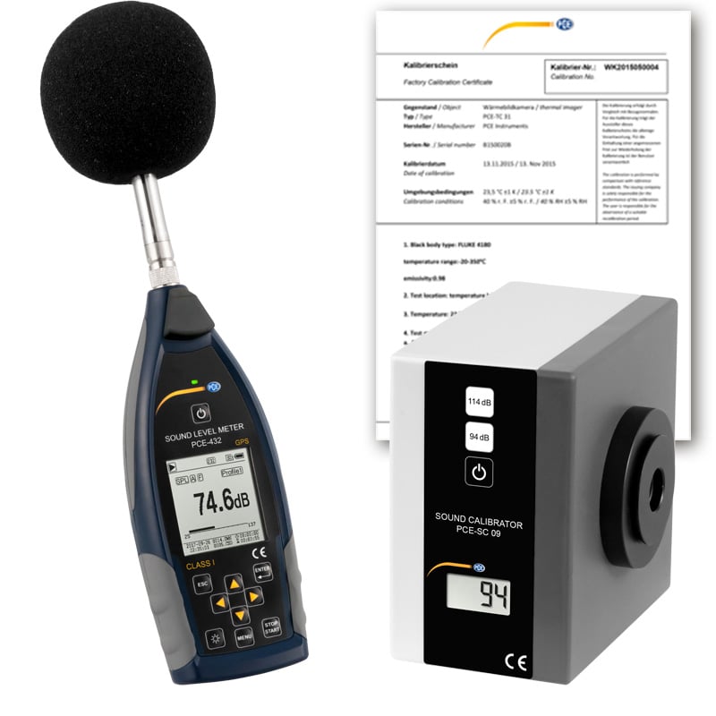 Medidor de nível sonoro PCE-432-SC 09-ICA, incluindo certificado de calibração ISO
