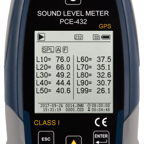 Medidor de nível sonoro PCE-432-SC 09-ICA, incluindo certificado de calibração ISO
