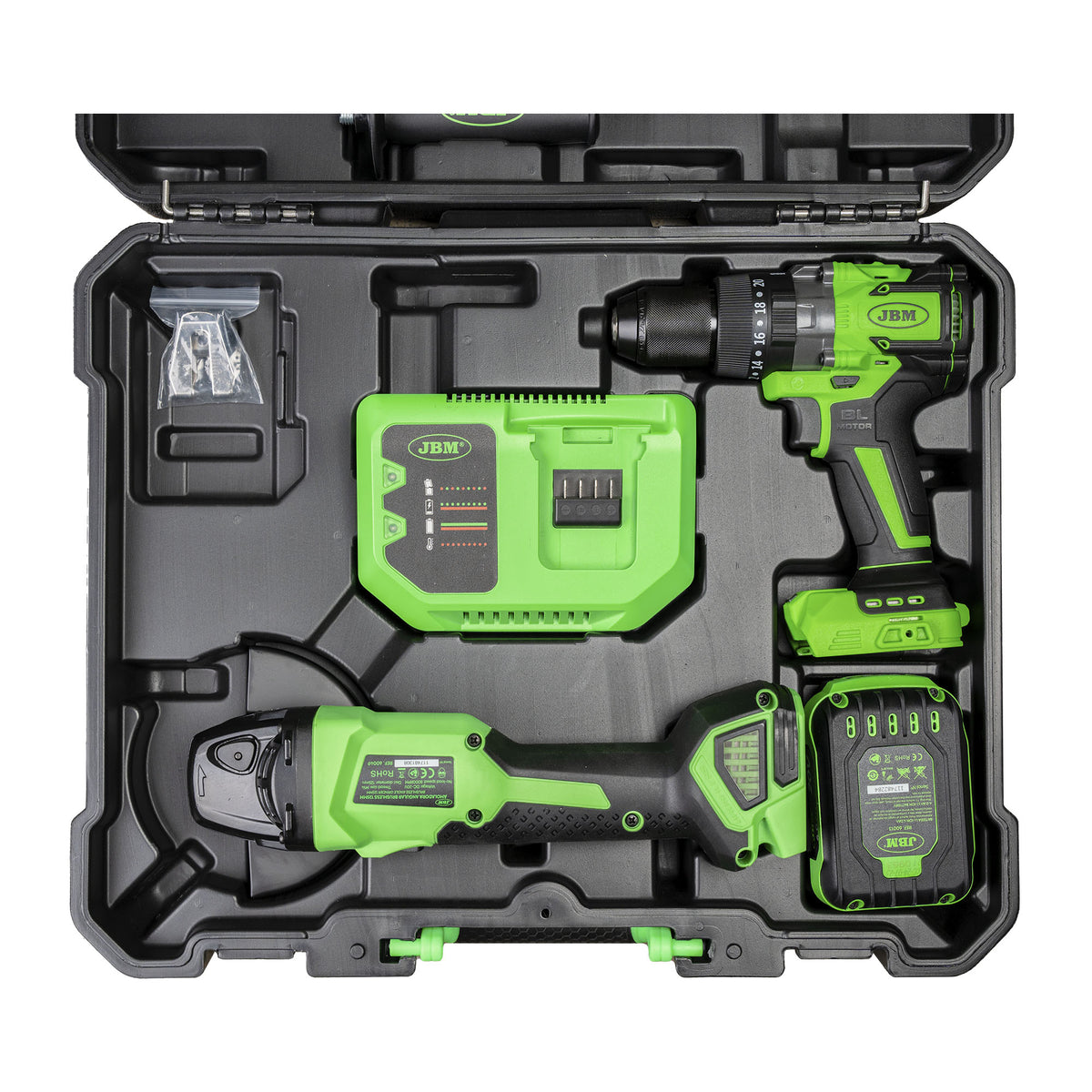 KIT de Rebarbadora Angular e Martelo Perfurador a Bateria com MALA de Transporte - JBM JBM, imagem do produto