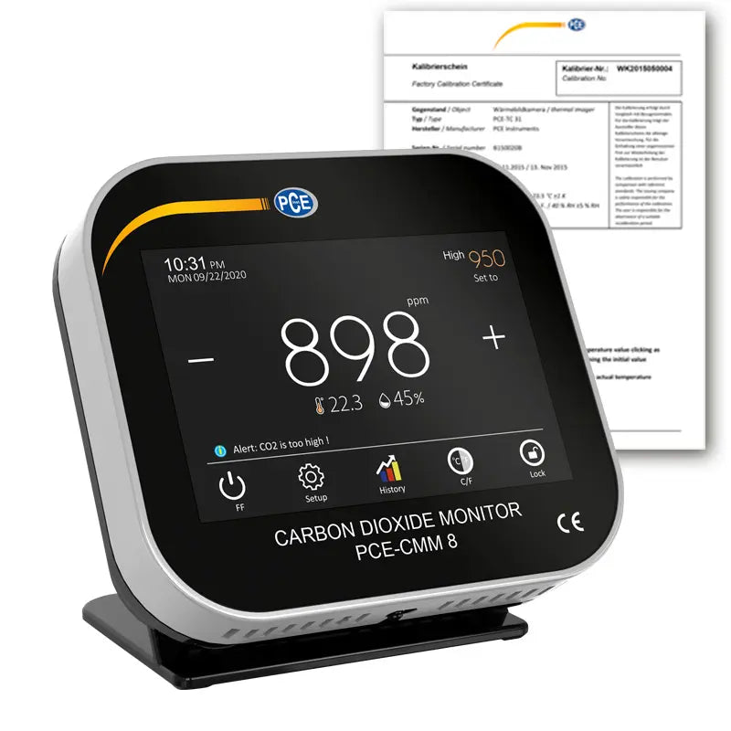 Medidor de CO2 PCE-CMM 8-ICA con certificado de calibración ISO