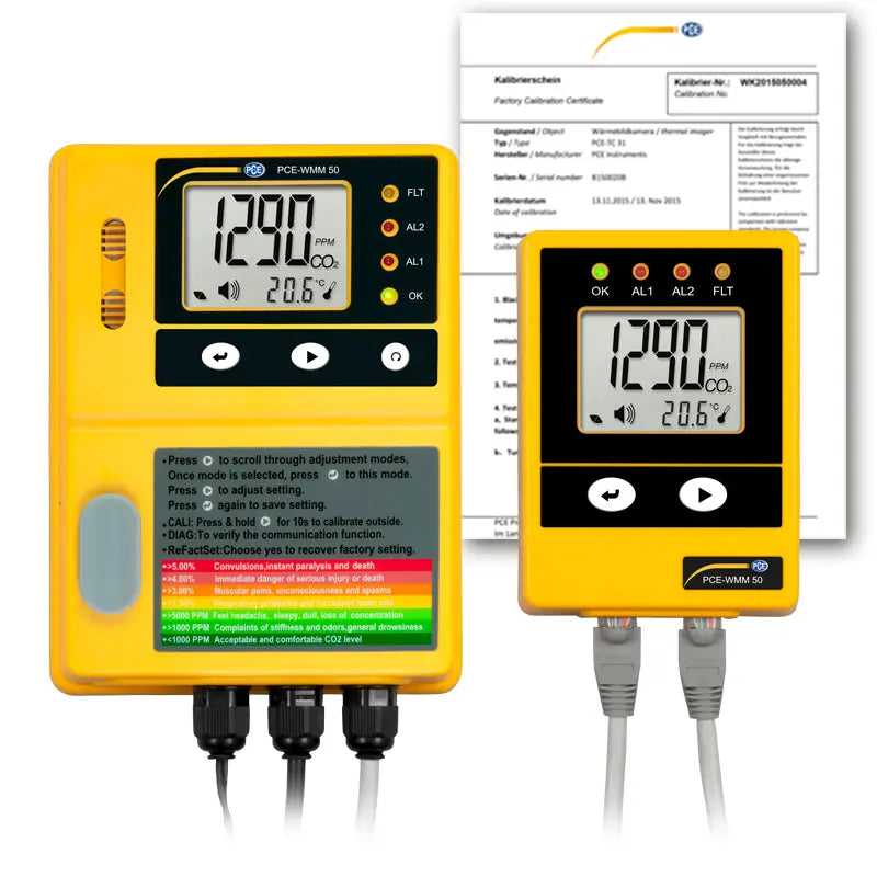 Medidor de CO2 PCE-WMM 50-ICA con certificado de calibración ISO