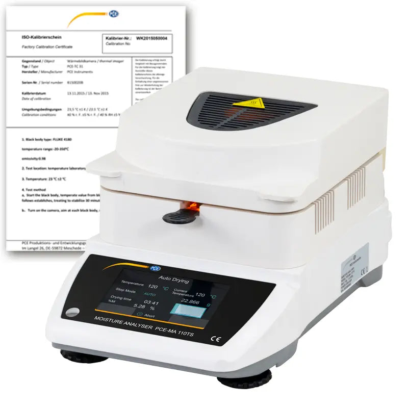 Medidor de humedad de materiales PCE-MA 110TS-ICA, con certificación ISO