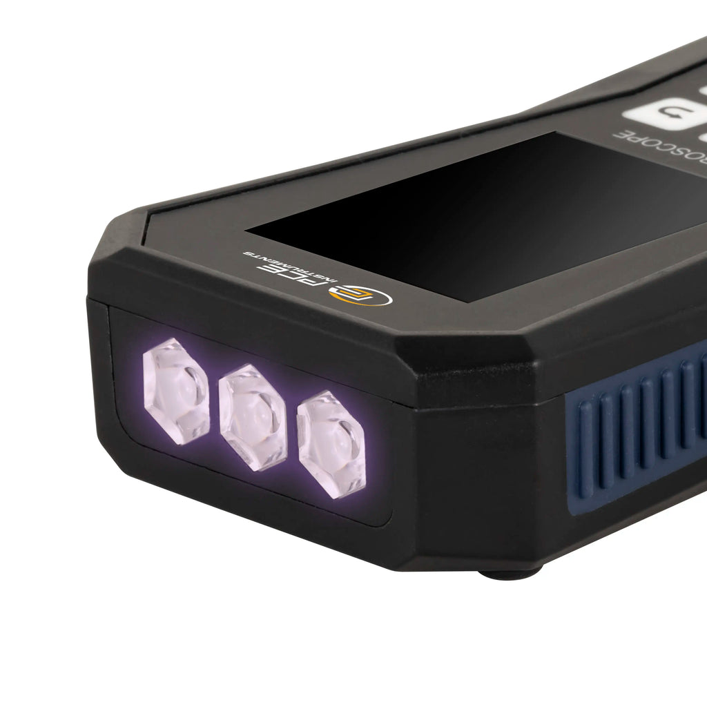 Estroboscopio UV con 3 LEDs de alta potencia, intensidad de flash 202 µW/cm2 PCE-LES 103UV-365