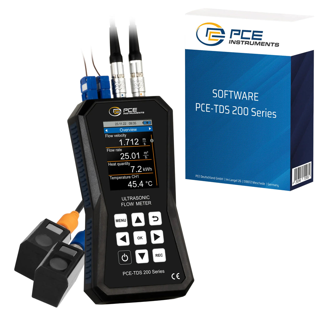Medidor de caudal ultrasónico PCE-TDS 200+ Software S-SW-KIT incluido
