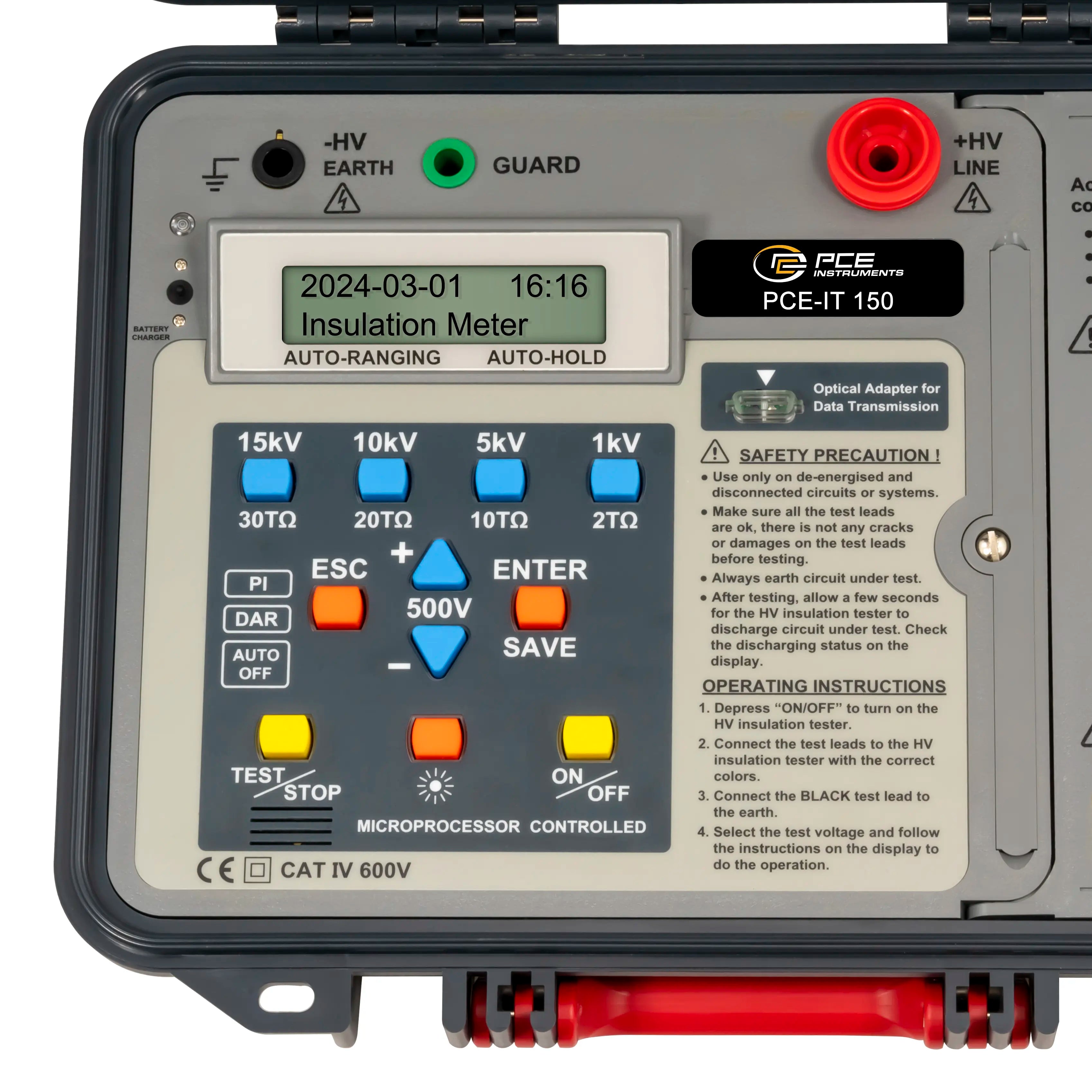 Comprobador de aislamiento PCE-IT 150