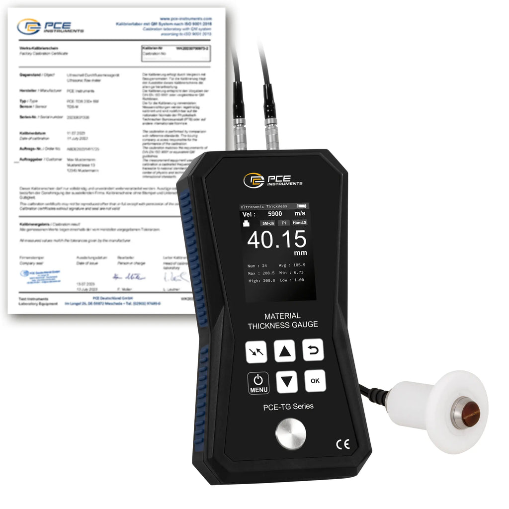 Medidor de espesor PCE-TG 150A HT-ICA incl. certificado de calibración ISO