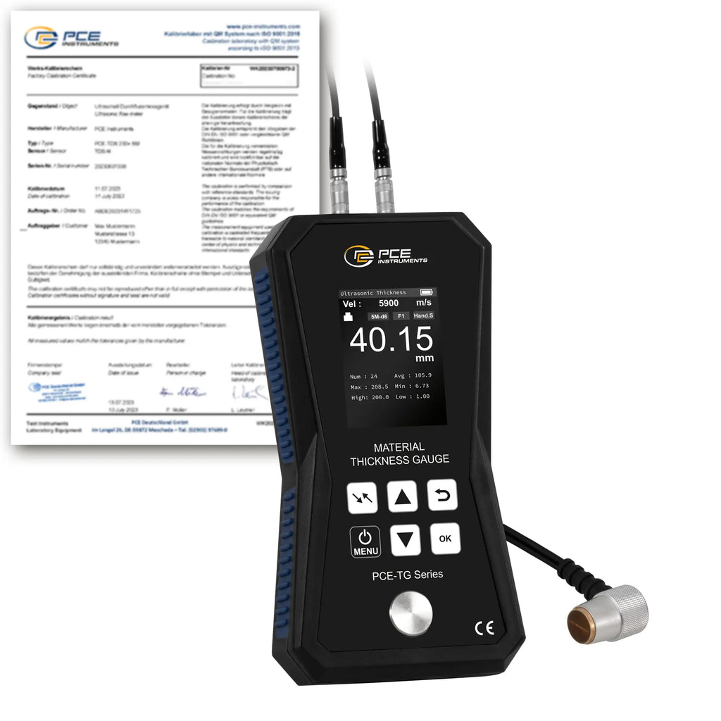 Medidor de espessura PCE-TG 150A F25-ICA incluindo certificado de calibração ISO