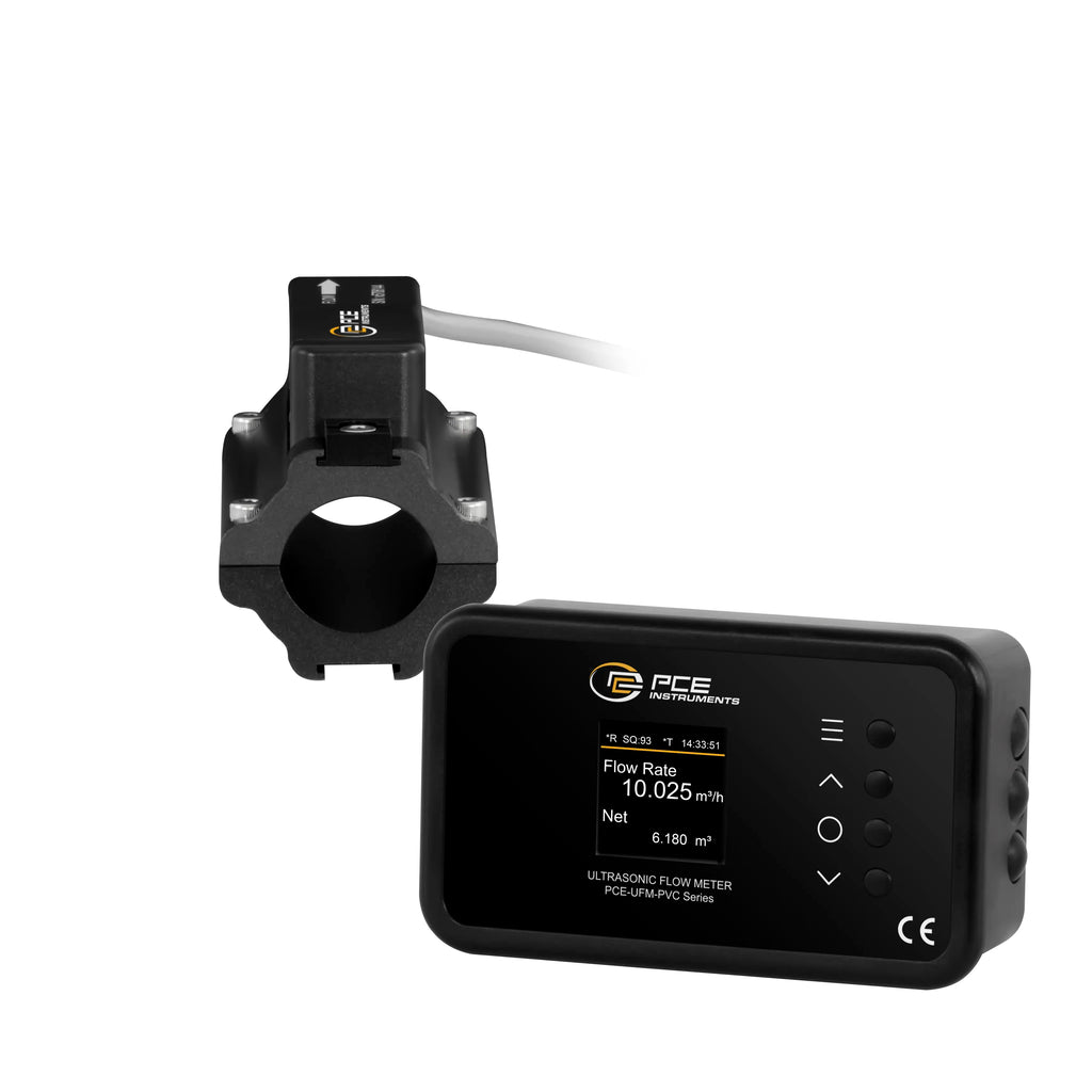 Medidor de caudal ultrasónico de instalación fija PCE-UFM 25PVC