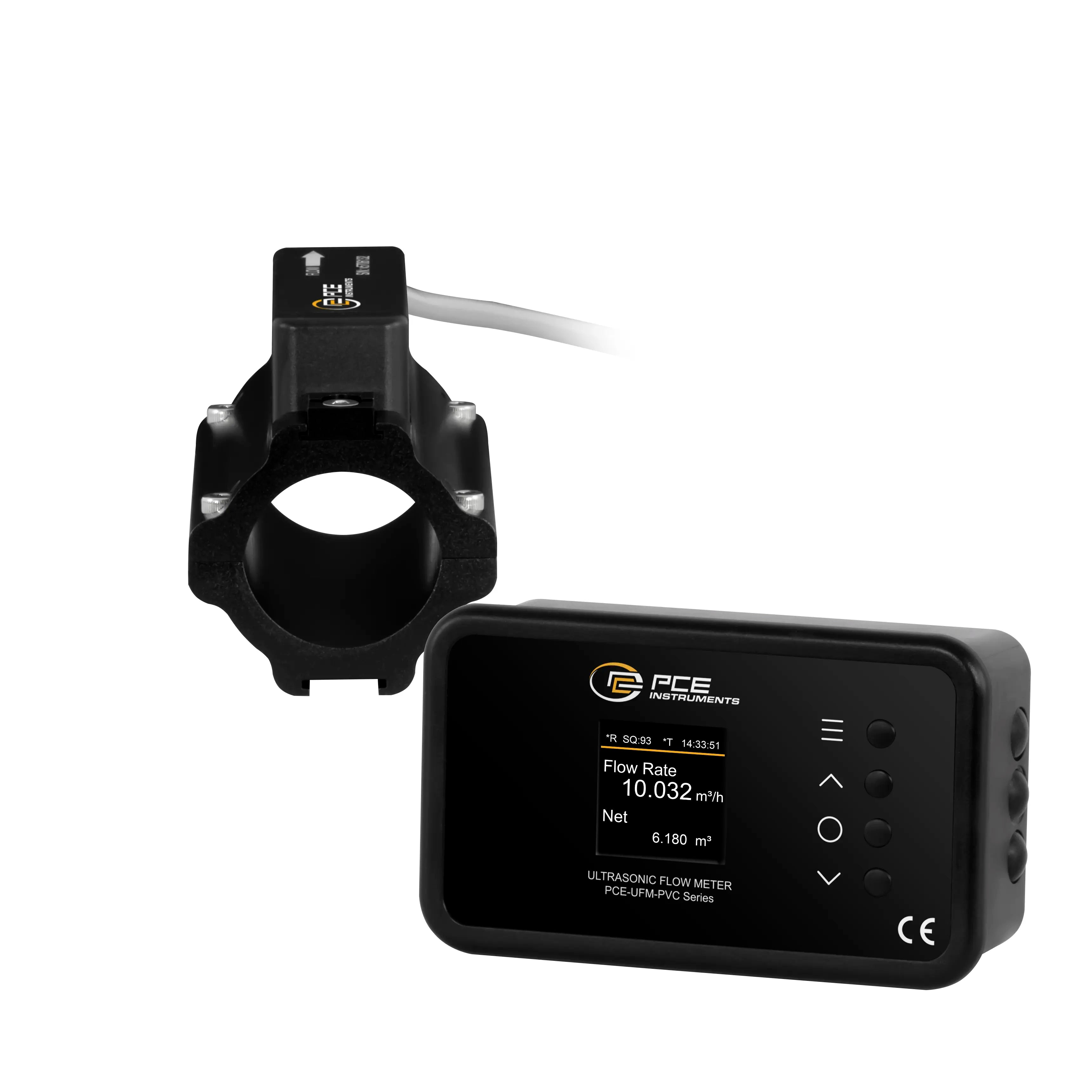 Medidor de caudal ultrasónico de instalación fija PCE-UFM 32PVC