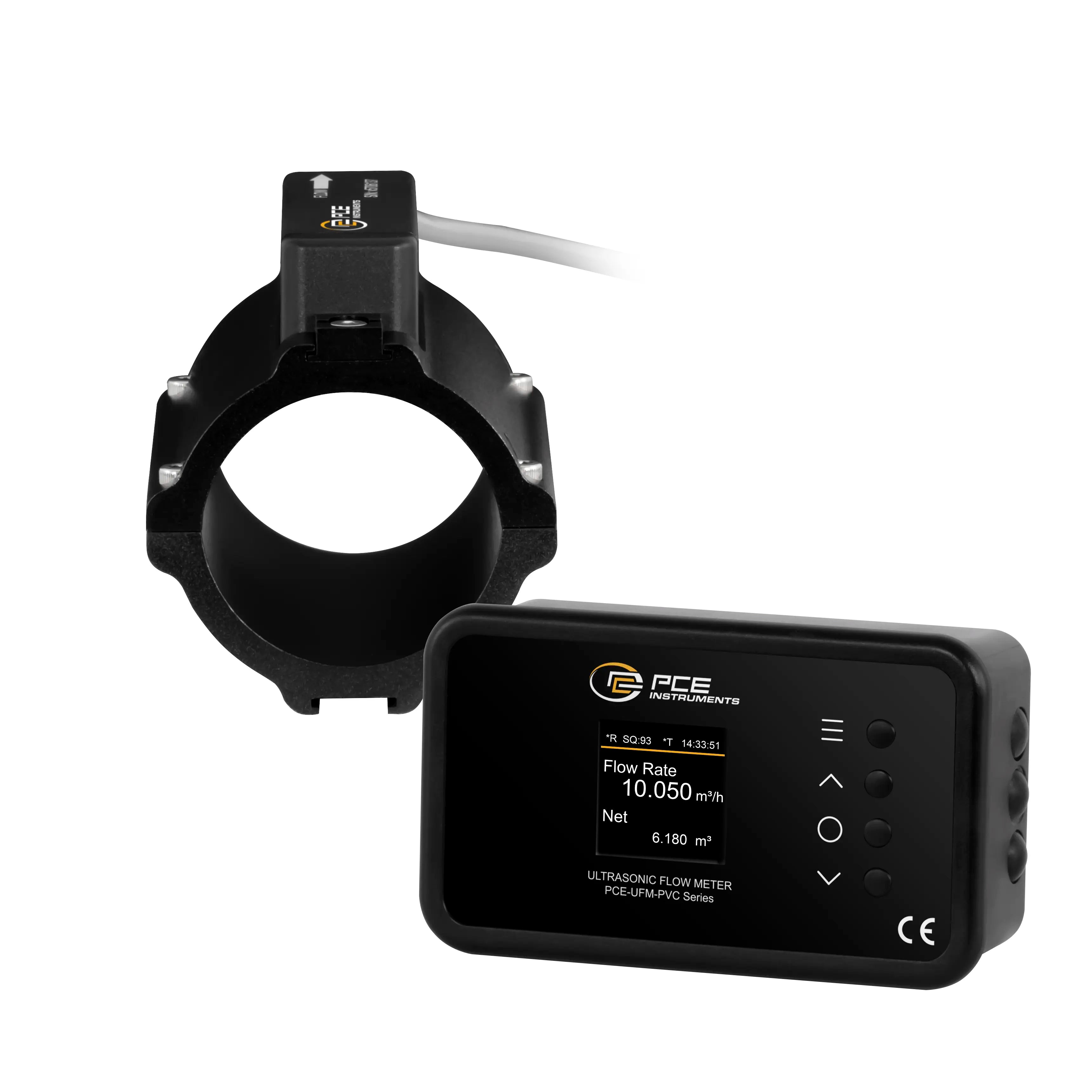 Medidor de caudal ultrasónico de instalación fija PCE-UFM 50PVC