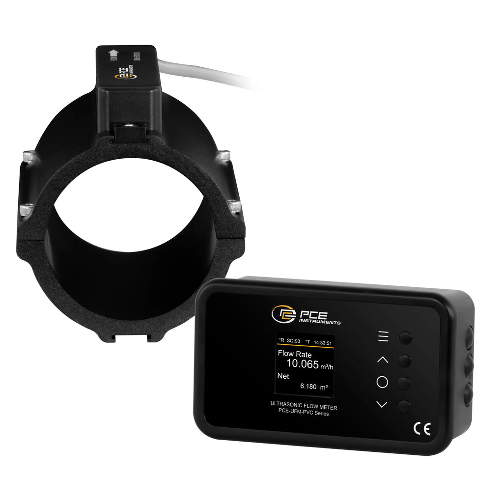 Medidor de caudal ultrasónico de instalación fija PCE-UFM 65PVC