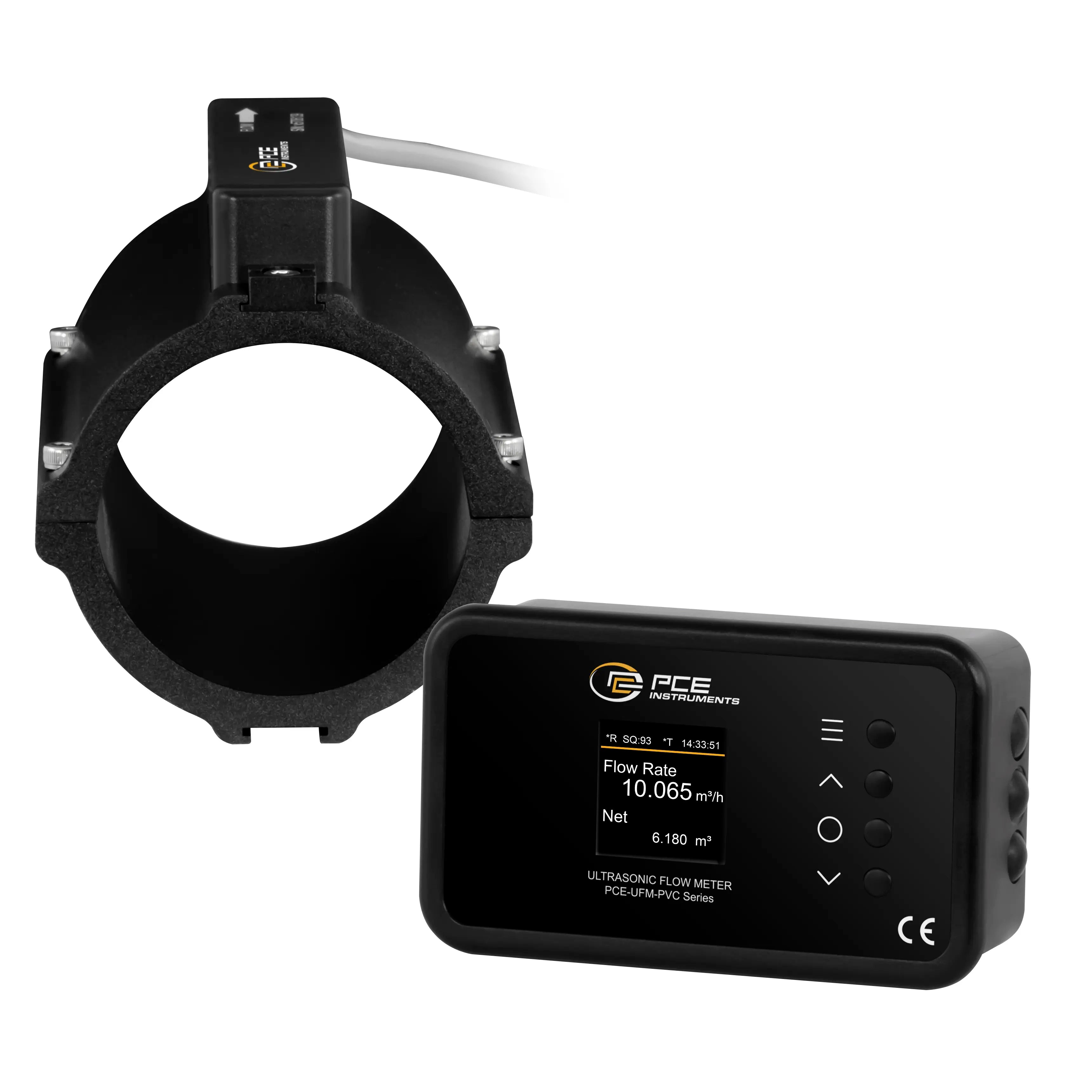Medidor de caudal ultrasónico de instalación fija PCE-UFM 65PVC