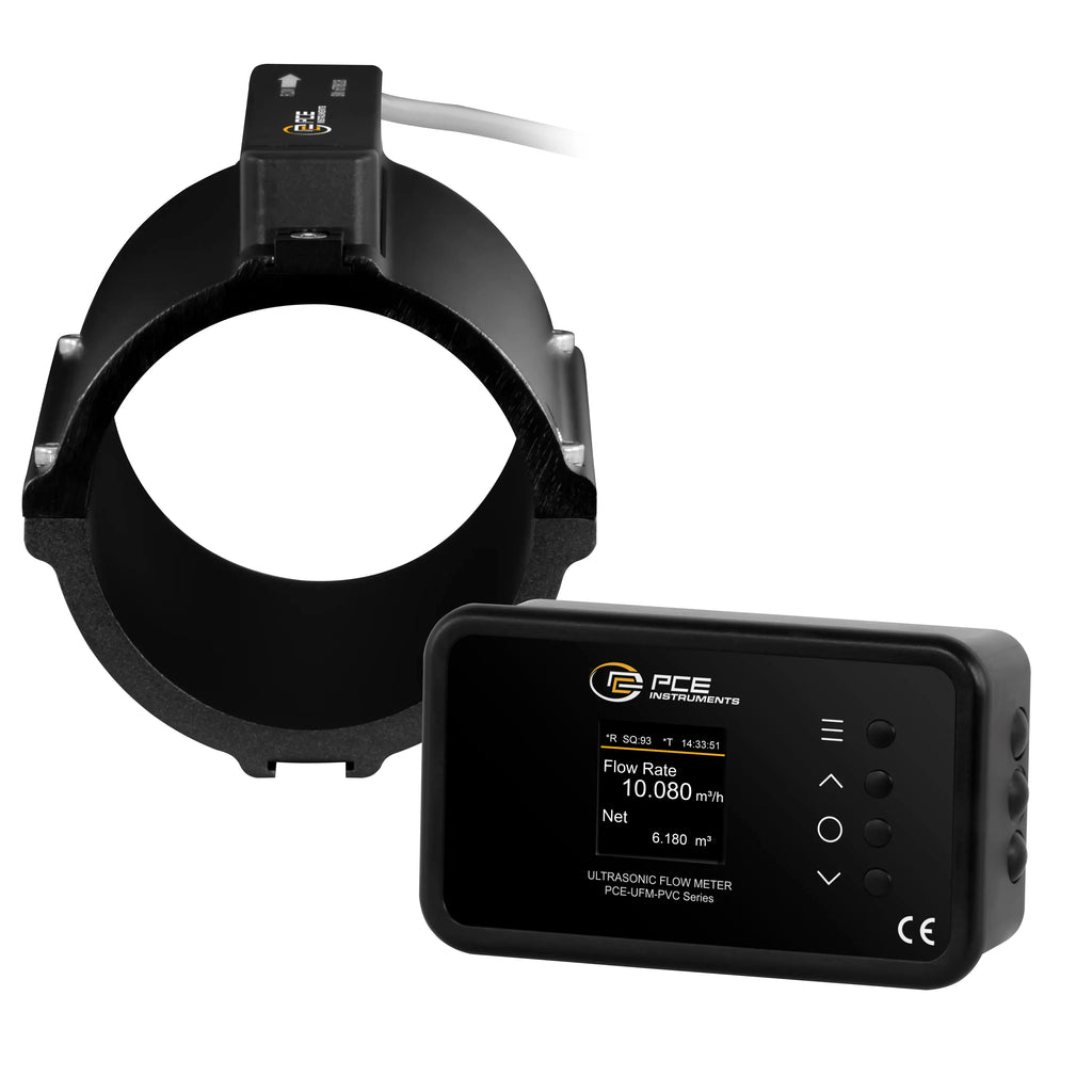 Medidor de caudal ultrasónico de instalación fija PCE-UFM 80PVC