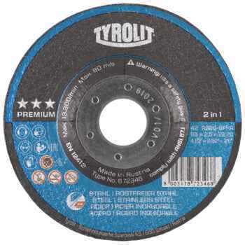 Disco de Corte Centro Côncavo 42F AQ-BFXA 42F 115x2,5x22,23 A30Q-BFXA TYROLIT - Caixa 25 unidades