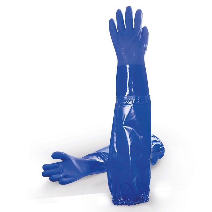 Luva química de PVC com interior de algodão de 62 cm de comprimento 666LONG (5 PARES)