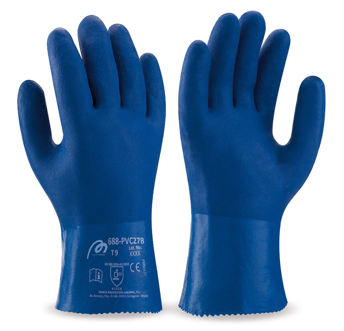 Luva de PVC estanque de 27 cm azul de dupla camada rugosa