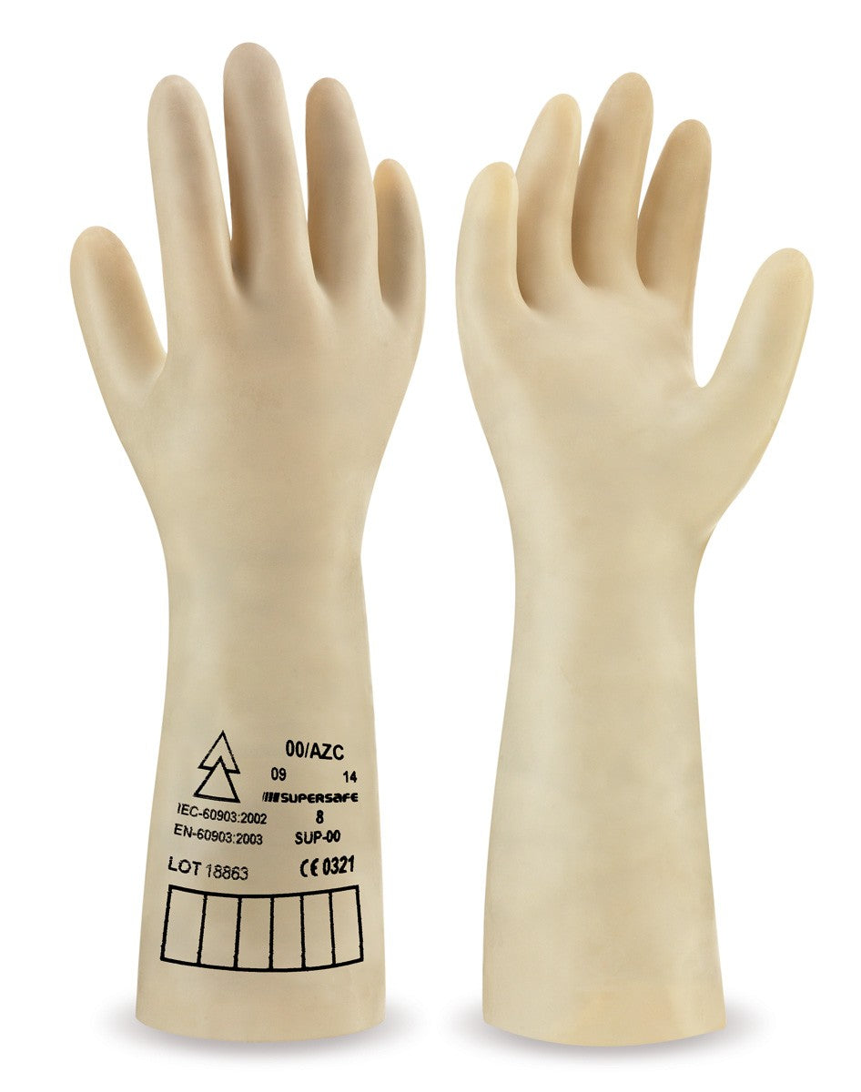Luvas de látex natural sem suporte para trabalhos elétricos classe 0 1000 V Supersafe GP