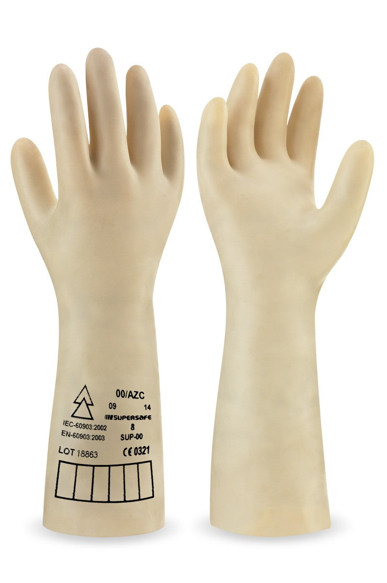 Luvas de látex natural sem suporte para trabalhos elétricos classe 3 26 500 V Supersafe GP