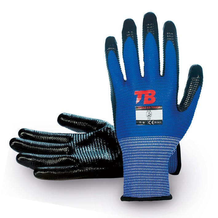 Luva mecânica de poliéster e nitrilo 700AZ U3 TOUCH  (10 PARES)