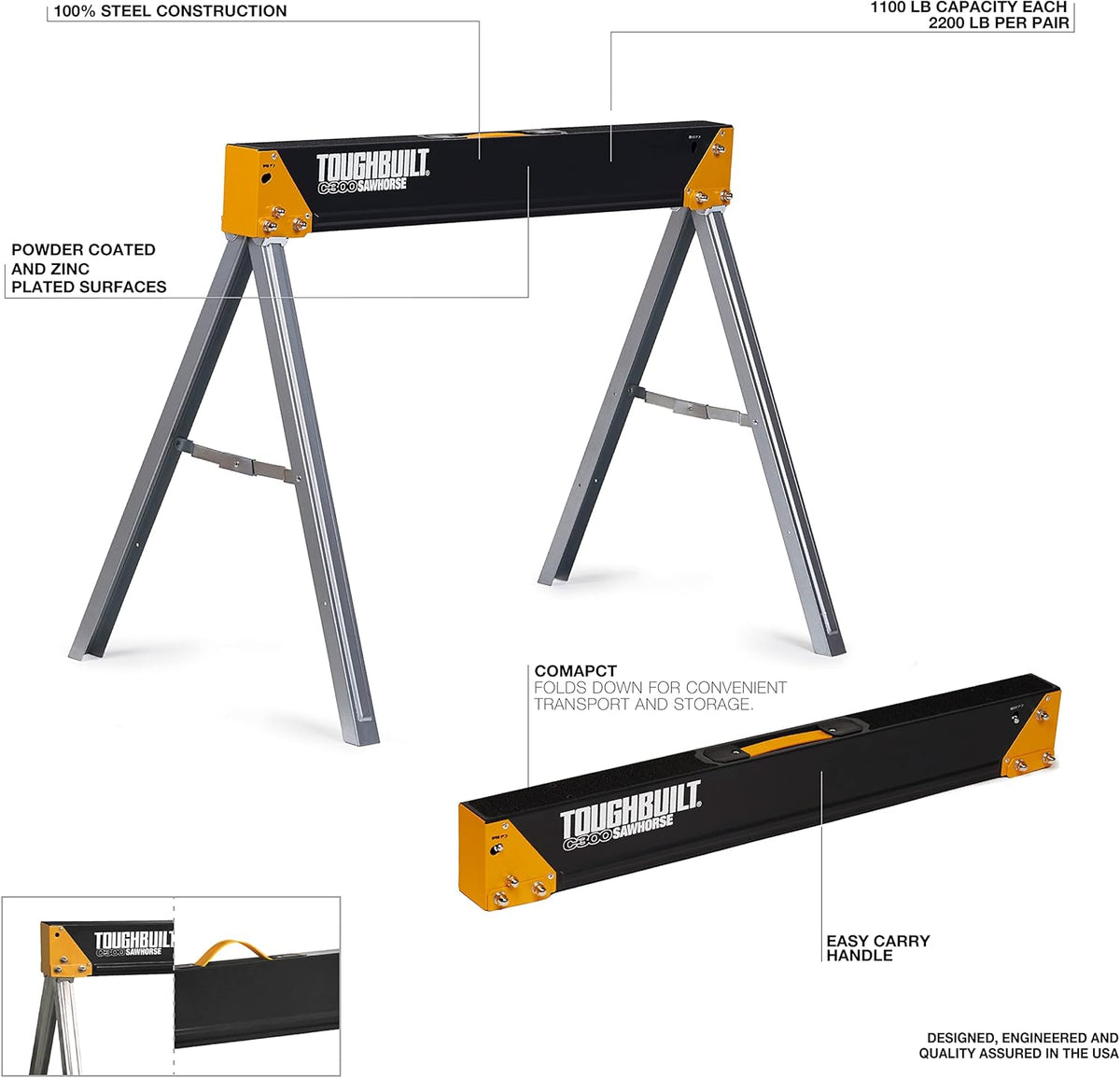 Pack 2 Cavaletes Dobráveis C300 Toughbuilt TB-C300-2-XEA – imagem 3